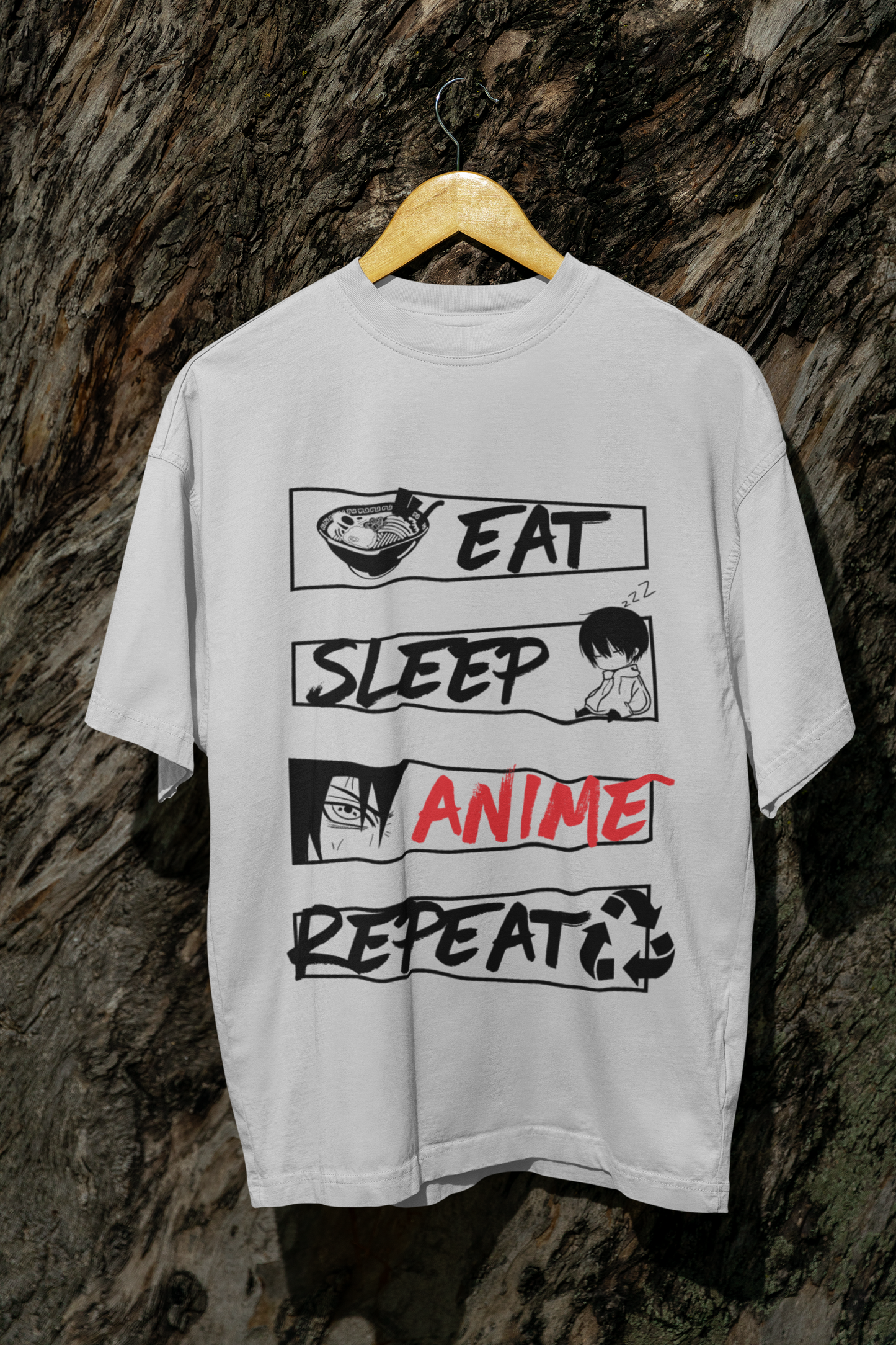 EAT SLEEP ANIME REPEAT Oversized T-Shirt