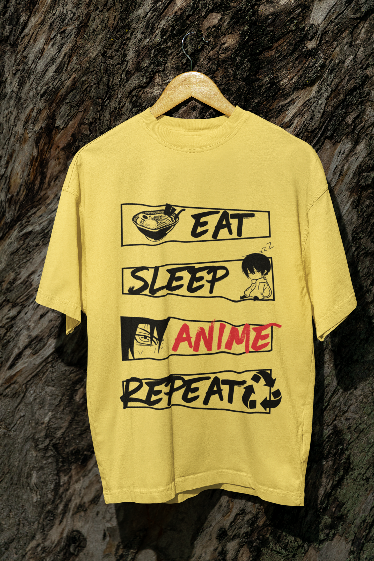 EAT SLEEP ANIME REPEAT Oversized T-Shirt