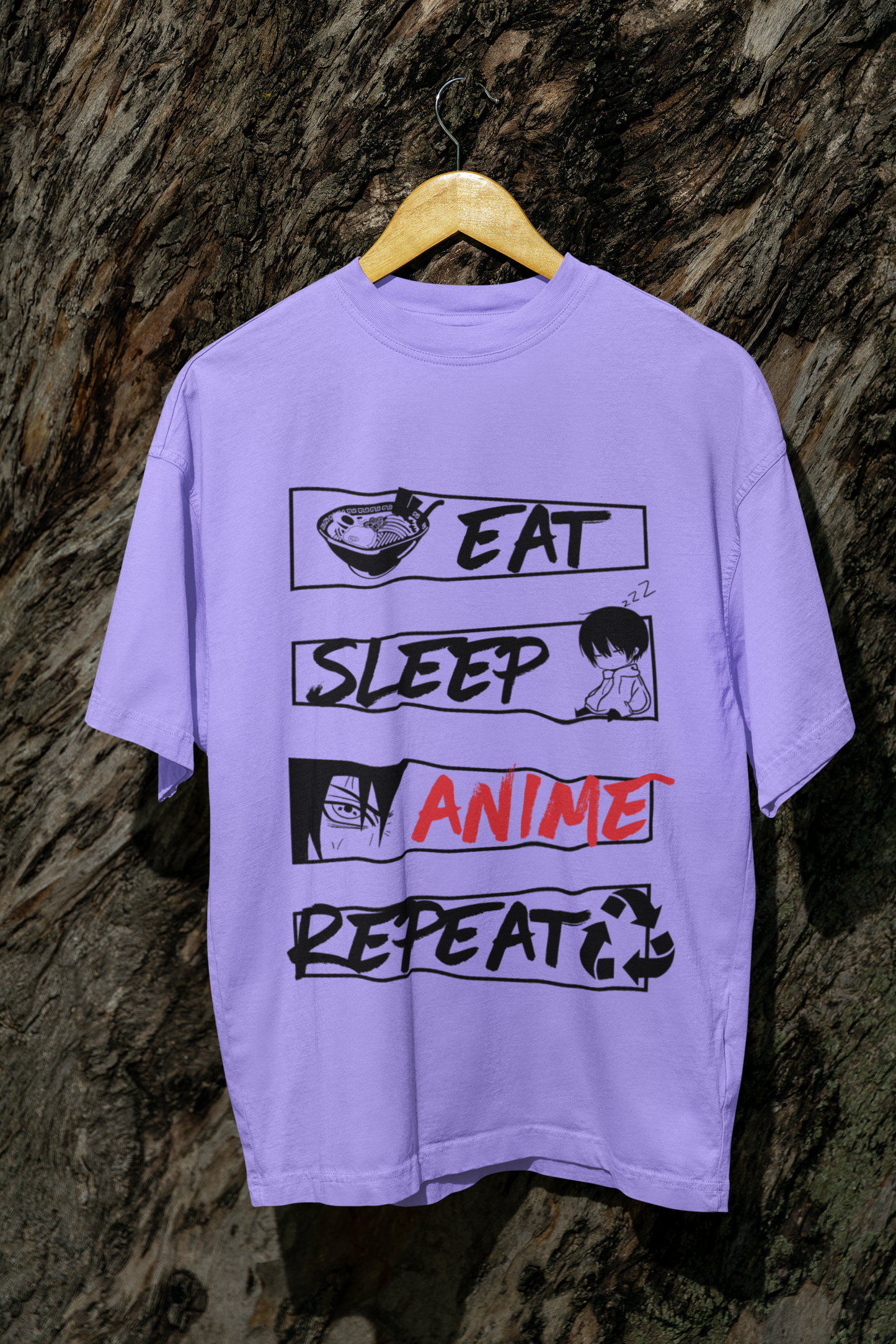 EAT SLEEP ANIME REPEAT Oversized T-Shirt